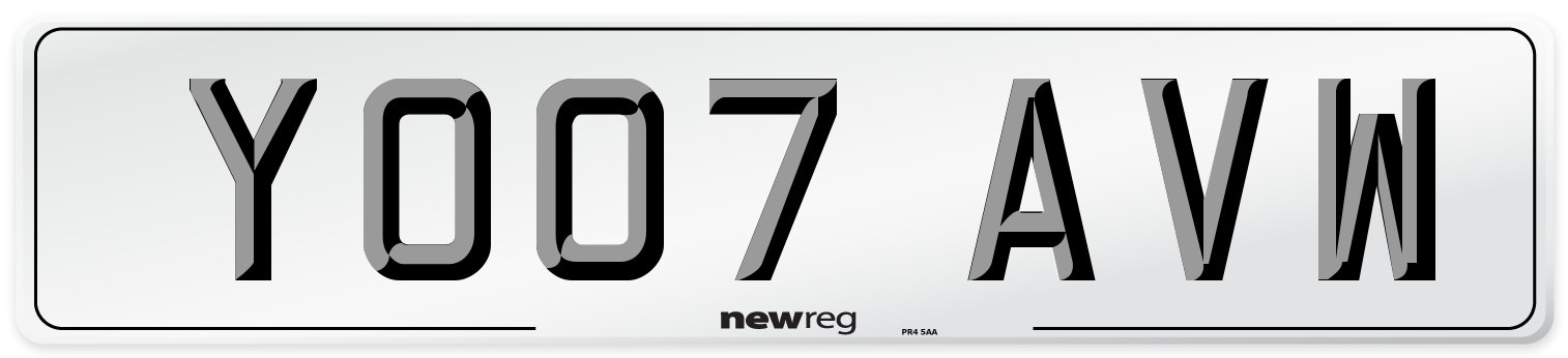 YO07 AVW Number Plate from New Reg